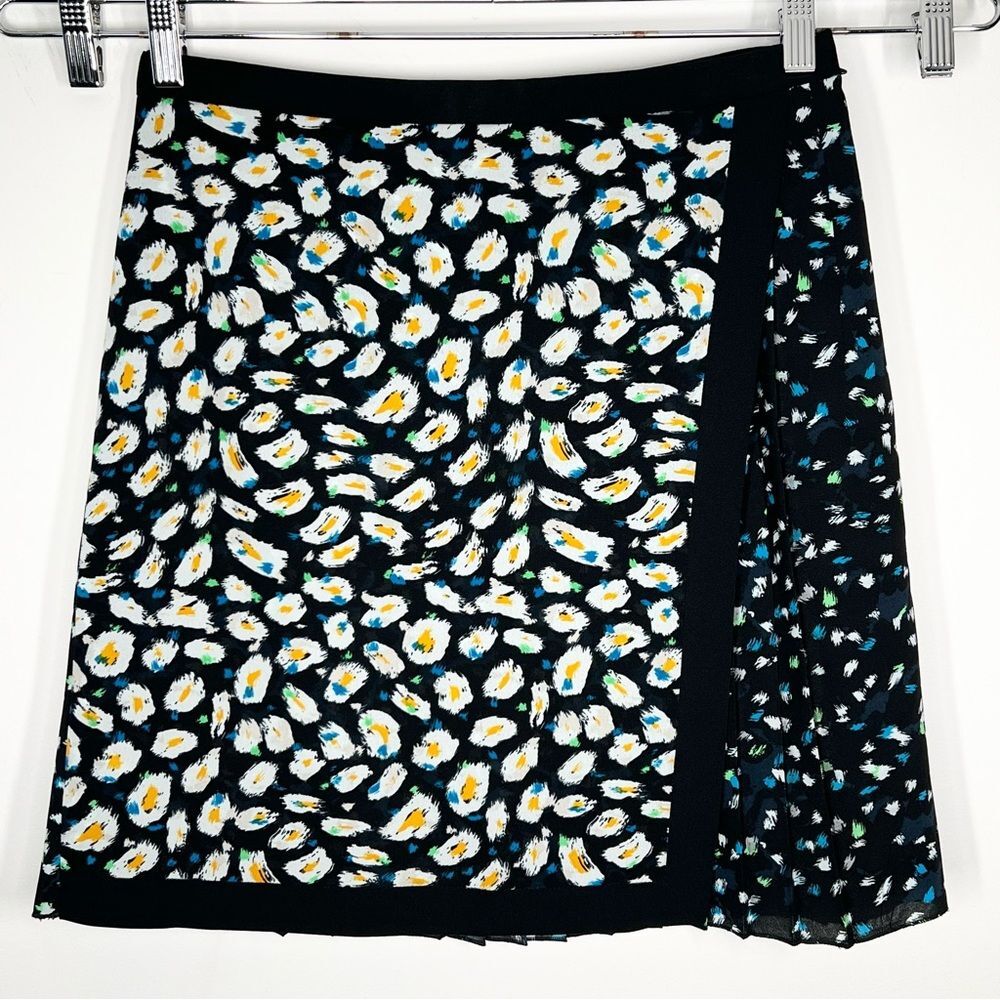 NWT J. Crew Faux Wrap Skirt Pleated Abstract Colorful Print Skirt 6